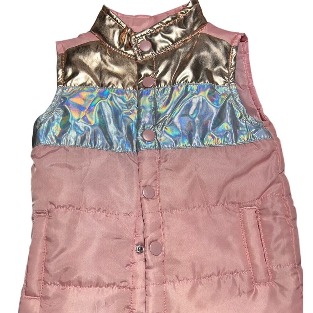 Girls First Pink Metallic Puffer Vest